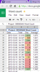 obsidian word count december